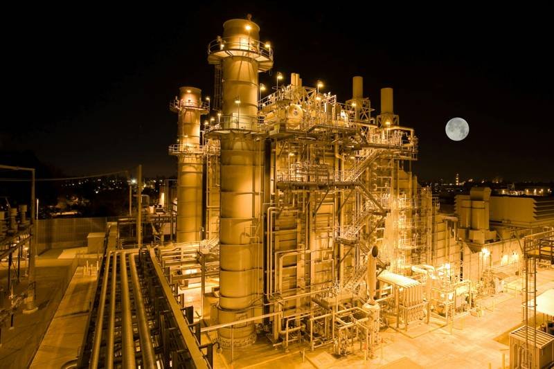 Industrial plant lit up at night